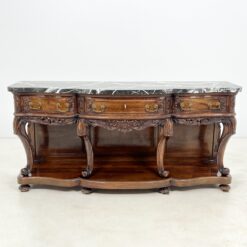 Prabangi raudonmedžio konsolė marmuriniu stalviršiumi 54x165x79 cm