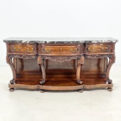 Prabangi raudonmedžio konsolė marmuriniu stalviršiumi 54x165x79 cm