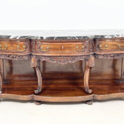 Prabangi raudonmedžio konsolė marmuriniu stalviršiumi 54x165x79 cm