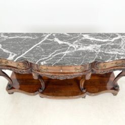 Prabangi raudonmedžio konsolė marmuriniu stalviršiumi 54x165x79 cm