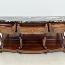 Prabangi raudonmedžio konsolė marmuriniu stalviršiumi 54x165x79 cm