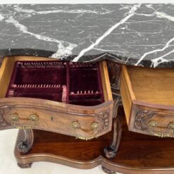 Prabangi raudonmedžio konsolė marmuriniu stalviršiumi 54x165x79 cm