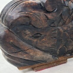 Senovinis ąžuolinis rašomasis stalas su stalčiumi, drožinėtais gyvūnų motyvais 63,5×84,5×75,5 cm