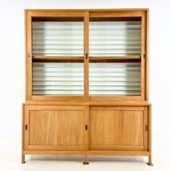 Mid Century dviejų dalių tikmedžio knygų spinta 50x180x220 cm