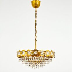 Pakabinamas žalvarinis sietynas su stiklo karoliukais 35x35x64 cm