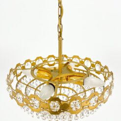 Pakabinamas žalvarinis sietynas su stiklo karoliukais 35x35x64 cm