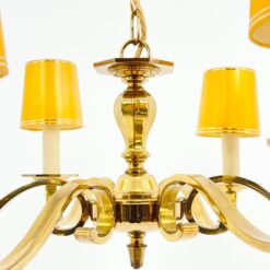 Žalvarinis pakabinamas šešių šakų sietynas su gaubteliais 69x69x68 cm