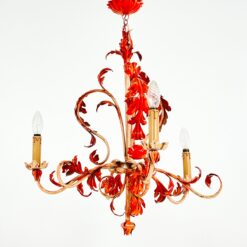 Metalinis pakabinamas ąžuolo lapų motyvų trijų šakų sietynas 59x59x72 cm