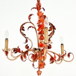 Metalinis pakabinamas ąžuolo lapų motyvų trijų šakų sietynas 59x59x72 cm