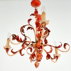 Metalinis pakabinamas ąžuolo lapų motyvų trijų šakų sietynas 59x59x72 cm