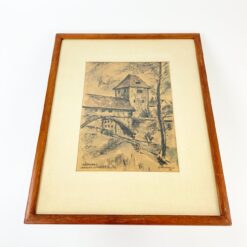 Kreidelėmis ant popieriaus pieštas peizažas Nürnberg Tratzenzwinger 1,5x42x53,5 cm