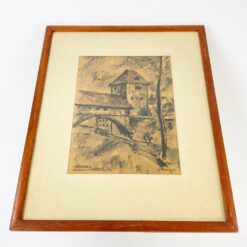 Kreidelėmis ant popieriaus pieštas peizažas Nürnberg Tratzenzwinger 1,5x42x53,5 cm