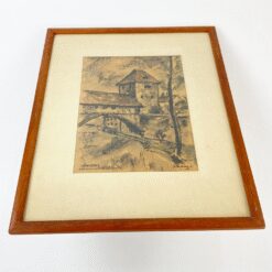 Kreidelėmis ant popieriaus pieštas peizažas Nürnberg Tratzenzwinger 1,5x42x53,5 cm