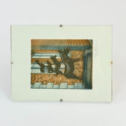 Įstiklintas grafikos darbas “Brėmeno muzikantai” 1x18x24 cm