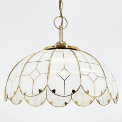 Aukso spalvos metalo pakabinamas šviestuvas su stiklu 53x53x129 cm