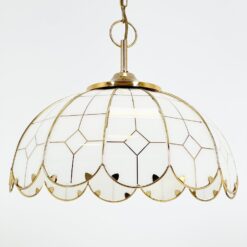 Aukso spalvos metalo pakabinamas šviestuvas su stiklu 53x53x129 cm