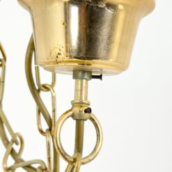 Aukso spalvos metalo pakabinamas šviestuvas su stiklu 53x53x129 cm