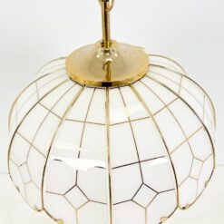 Aukso spalvos metalo pakabinamas šviestuvas su stiklu 53x53x129 cm