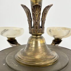 Bronzinis šešių šakų sietynas su natūralaus akmens gaubtais 86x86x74 cm