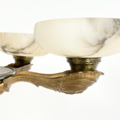 Bronzinis šešių šakų sietynas su natūralaus akmens gaubtais 86x86x74 cm