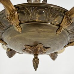 Bronzinis šešių šakų sietynas su natūralaus akmens gaubtais 86x86x74 cm