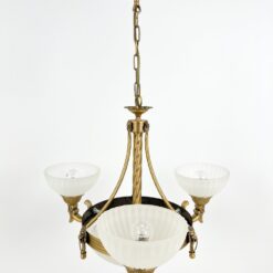 “Orion” aukso spalvos metalo sietynas su stiklo gaubtais 58x58x77 cm