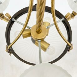 “Orion” aukso spalvos metalo sietynas su stiklo gaubtais 58x58x77 cm