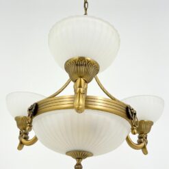 “Orion” aukso spalvos metalo sietynas su stiklo gaubtais 58x58x77 cm