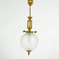 Žalvarinis pakabinamas šviestuvas su stikliniu gaubtu 24x24x83 cm