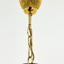 Žalvarinis pakabinamas šviestuvas su stikliniu gaubtu 24x24x83 cm