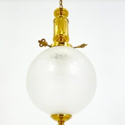 Žalvarinis pakabinamas šviestuvas su stikliniu gaubtu 24x24x83 cm