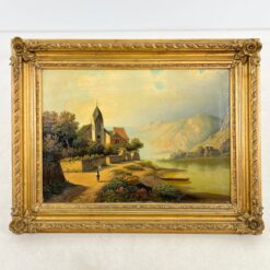 Aliejiniais dažais ant drobės tapytas miestelio peizažas 9x84x66 cm