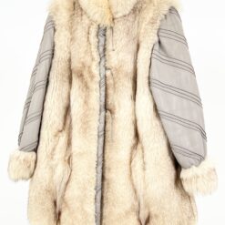 Vintažiniai natūralios odos ir lapės kailio kailiniai 60x93x11 cm