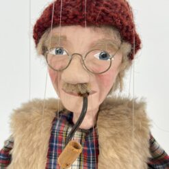 Vintažinė lėlė marionetė “Senolis su pypke” 14x27x55 cm