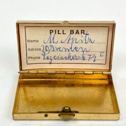 Vintažinė žalvarinė dėžutė tabletėms 3,2×5,3×1 cm