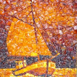 Paveikslas – mozaika iš gintaro “Laivas” mediniame rėme 5x37x42 cm
