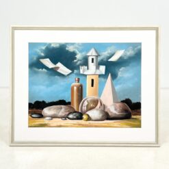 Akvarele tapytas natiurmortas įstiklintame rėme 2x85x69 cm