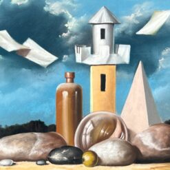 Akvarele tapytas natiurmortas įstiklintame rėme 2x85x69 cm