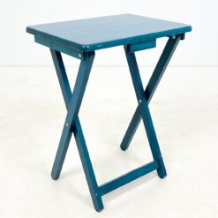 Sulankstomas medinis, mėlynai dažytas staliukas 37x49x65 cm
