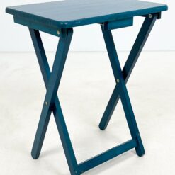 Sulankstomas medinis, mėlynai dažytas staliukas 37x49x65 cm