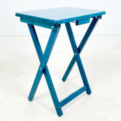 Sulankstomas medinis, mėlynai dažytas staliukas 37x49x65 cm