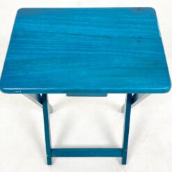 Sulankstomas medinis, mėlynai dažytas staliukas 37x49x65 cm