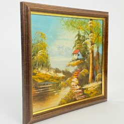 Guašu ant faneruotės tapytas gamtos peizažas 1x27x23 cm