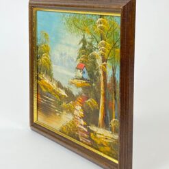 Guašu ant faneruotės tapytas gamtos peizažas 1x27x23 cm