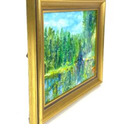 Guašu tapytas gamtos peizažas mediniame rėme 3x28x22 cm