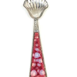 Metalinis kriauklės formos arbatinis šaukštelis su epoksidu 3x11x0,5 cm