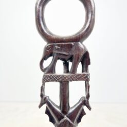 Afrikietiška drožinėta vaikščiojimo lazda su gyvūnų figūromis 10x4x98,5 cm