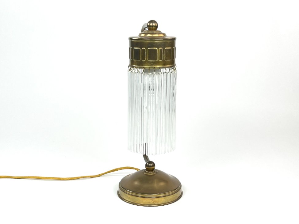 HN1714-staliniai-sviestuvai-4 Žalvarinis stalinis šviestuvėlis su stiklo karoliukais 12,5x15x32,5 cm