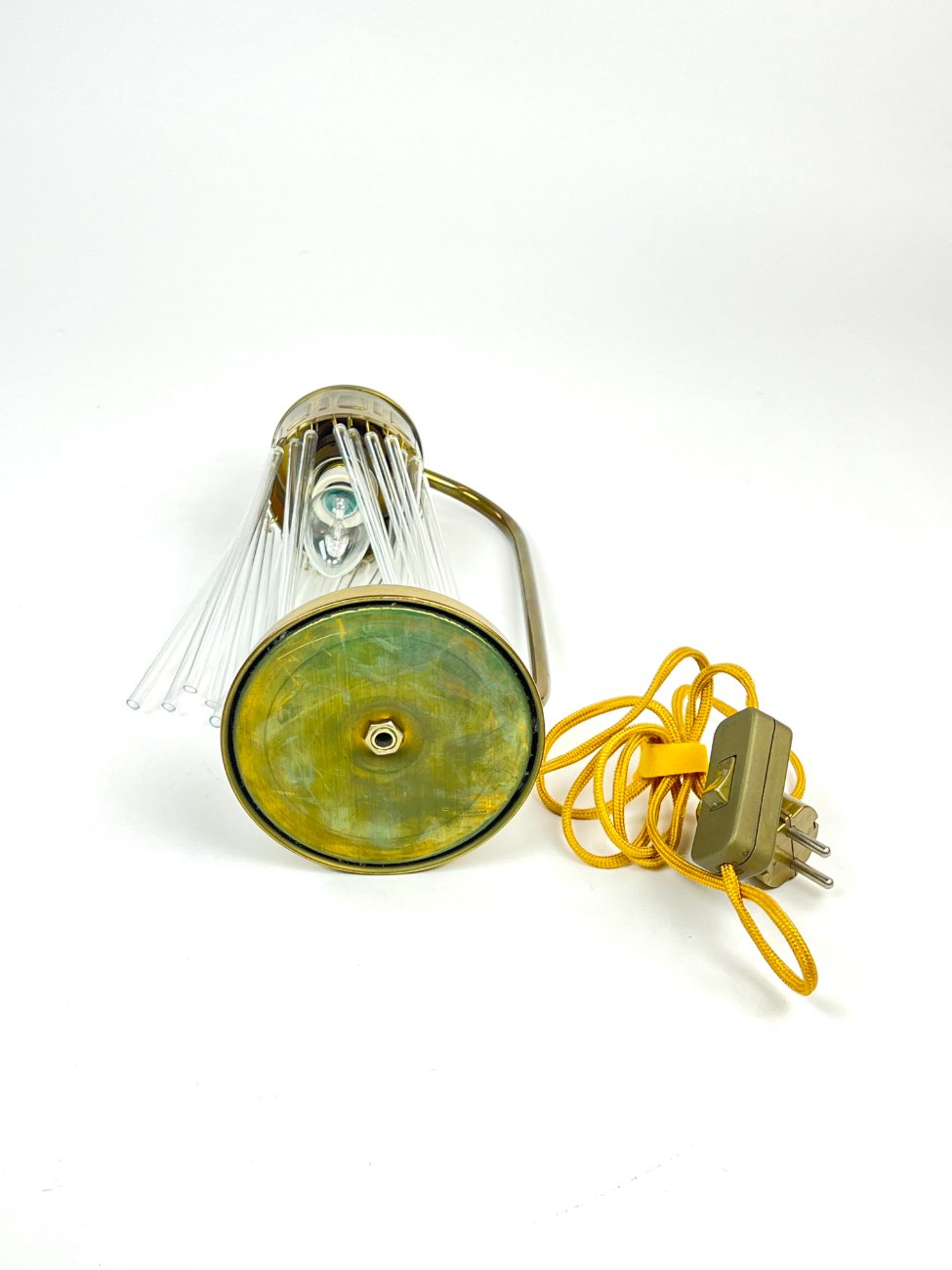 HN1714-staliniai-sviestuvai-9 Žalvarinis stalinis šviestuvėlis su stiklo karoliukais 12,5x15x32,5 cm