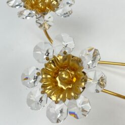 Žalvarinis sieninis “Palwa” šviestuvas su gėlių žiedų figūromis iš stiklo 18x20x40 cm